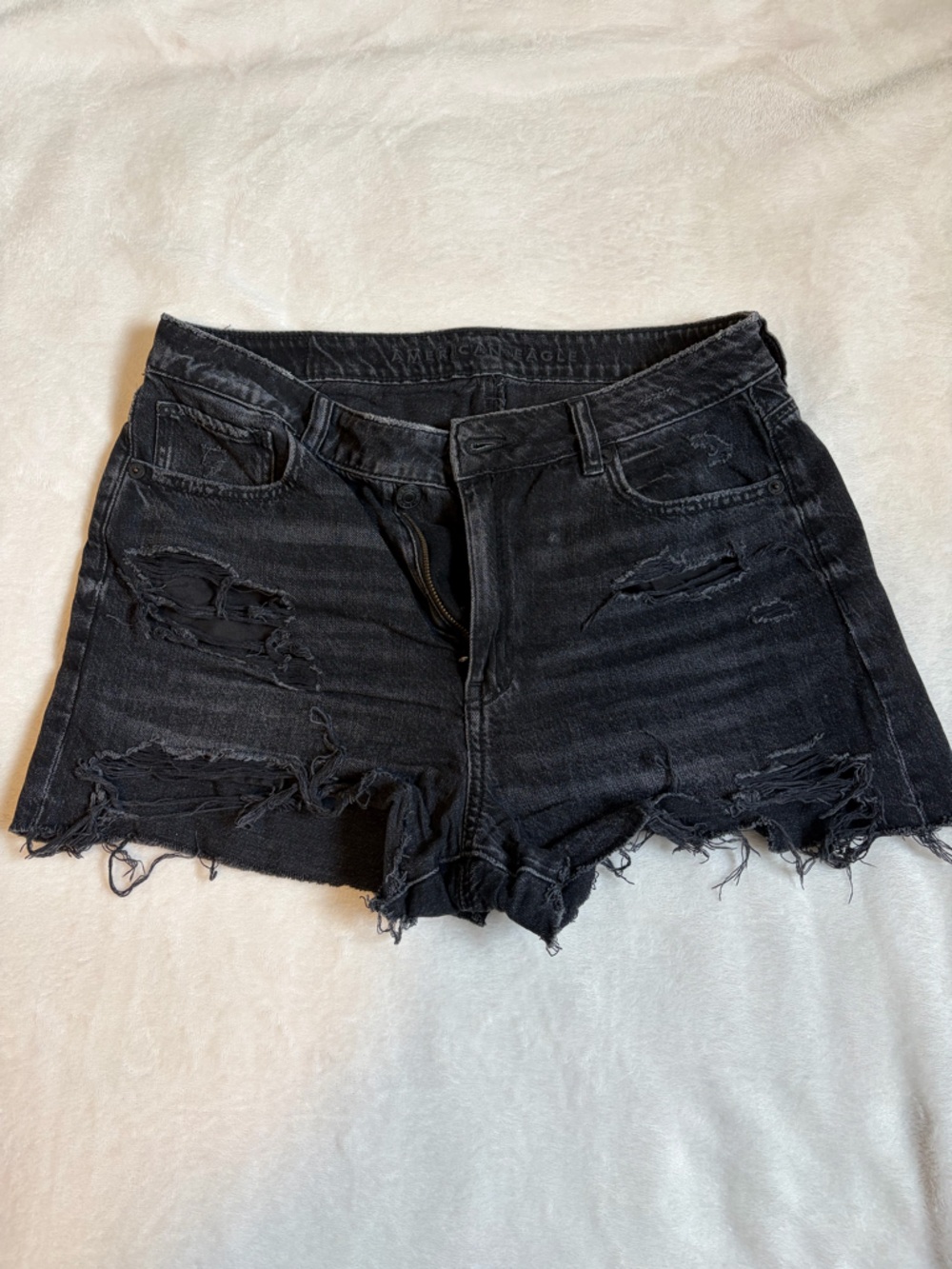 American Eagle Outfitters Black Distressed Cutoff Jean Shorts